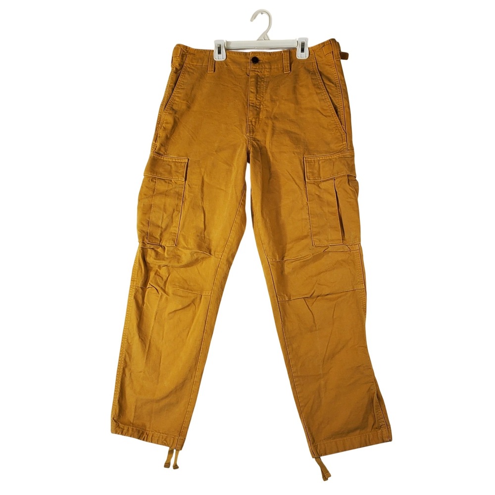 Banana Republic Mens Chai Tea Yellow Cargo Pants 33R Straight Leg Utility Twill